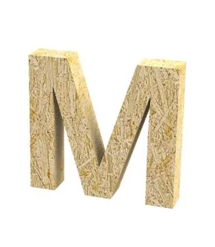 Font Oriented Strand Board capital M render Stock Illustration