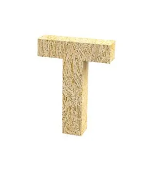 Font Oriented Strand Board capital T render Stock Illustration