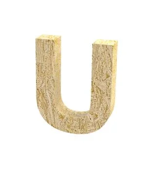 Font Oriented Strand Board capital U render Stock Illustration