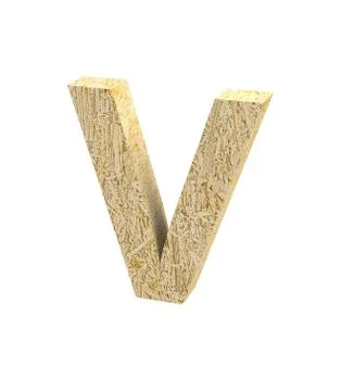 Font Oriented Strand Board capital V render Stock Illustration