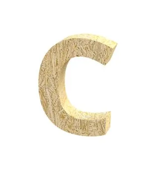 Font Oriented Strand Board capital C render Stock Illustration