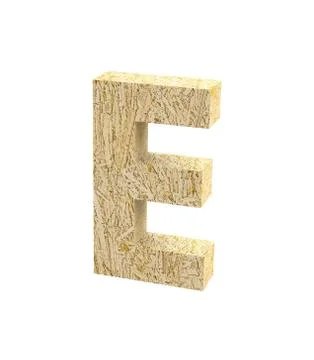 Font Oriented Strand Board capital E render Stock Illustration