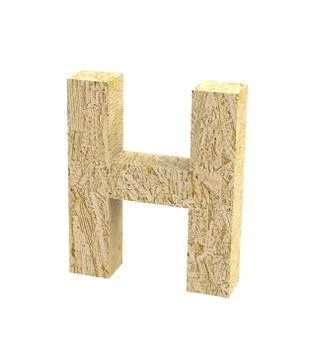 Font Oriented Strand Board capital H render Stock Illustration