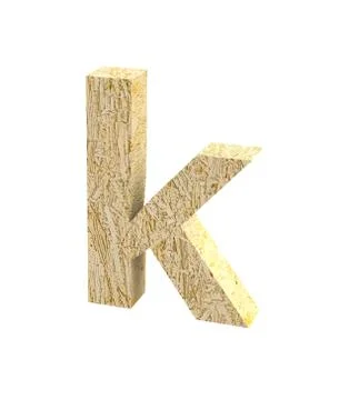 Font Oriented Strand Board lowercase k render Stock Illustration