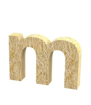 Font Oriented Strand Board lowercase m render Stock Illustration