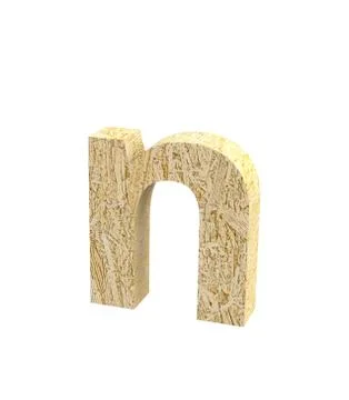Font Oriented Strand Board lowercase n render Stock Illustration