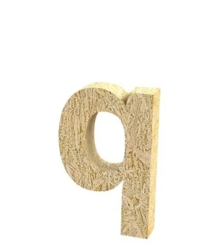 Font Oriented Strand Board lowercase q render Stock Illustration