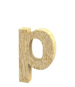 Font Oriented Strand Board lowercase p render Stock Illustration