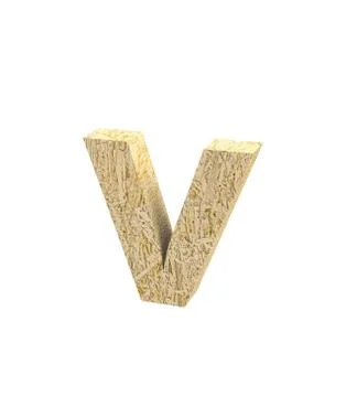 Font Oriented Strand Board lowercase v render Stock Illustration