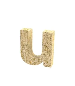 Font Oriented Strand Board lowercase u render Stock Illustration
