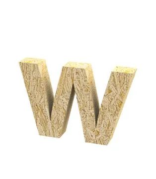 Font Oriented Strand Board lowercase w render Stock Illustration