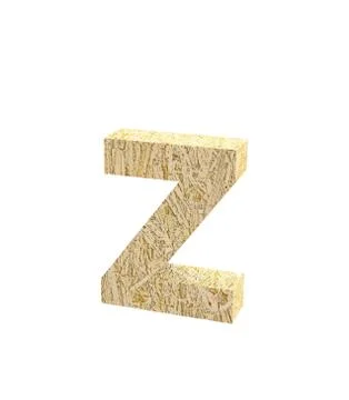 Font Oriented Strand Board lowercase z render Stock Illustration