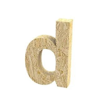 Font Oriented Strand Board lowercase d render Stock Illustration