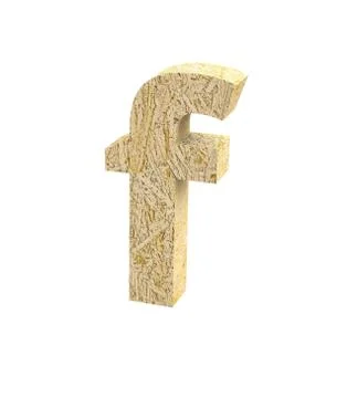 Font Oriented Strand Board lowercase f render Stock Illustration