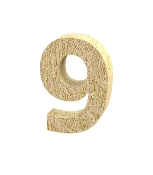 Font Oriented Strand Board number 9 render Stock Illustration
