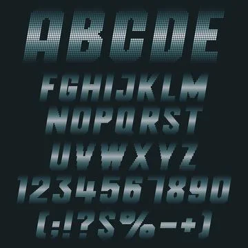 Font of the pixels with silver gradient 스톡 일러스트