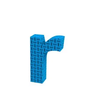 Font Plastic blue treadplate lowercase r render Stock-Illustration
