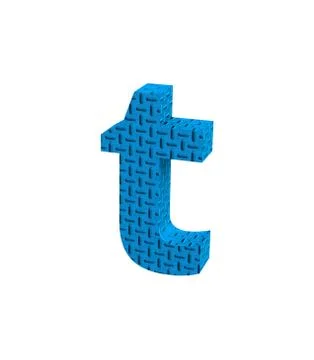 Font Plastic blue treadplate lowercase t render Stock Illustration