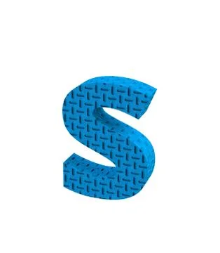 Font Plastic blue treadplate lowercase s render Stock Illustration