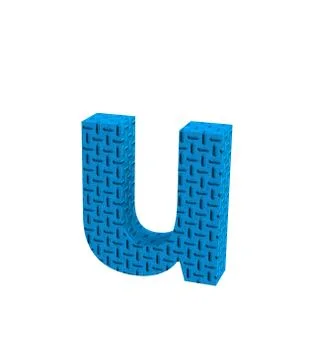 Font Plastic blue treadplate lowercase u render Stock-Illustration