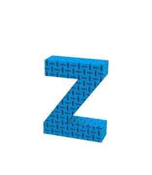 Font Plastic blue treadplate lowercase z render Stock Illustration