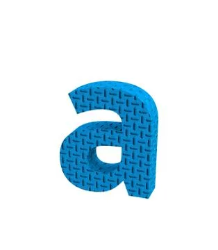 Font Plastic blue treadplate lowercase a render Stock Illustration