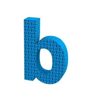 Font Plastic blue treadplate lowercase b render Stock Illustration