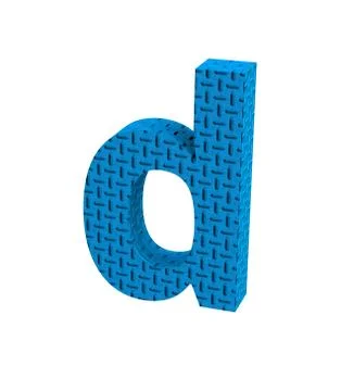Font Plastic blue treadplate lowercase d render Stock Illustration