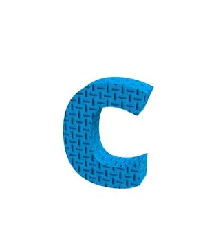 Font Plastic blue treadplate lowercase c render Stock Illustration