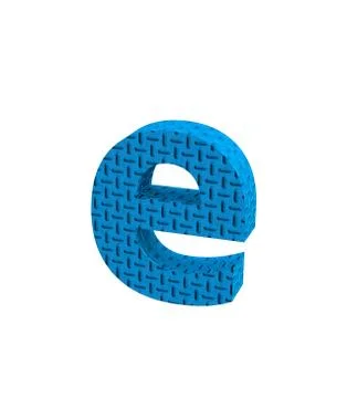 Font Plastic blue treadplate lowercase e render Stock Illustration