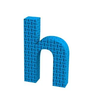 Font Plastic blue treadplate lowercase h render Stock Illustration
