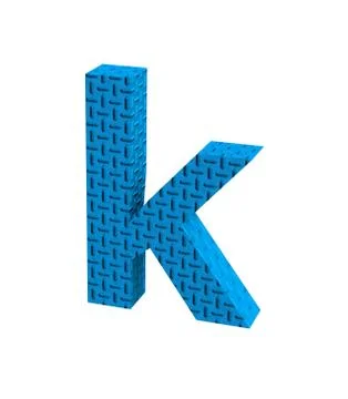 Font Plastic blue treadplate lowercase k render Stock Illustration