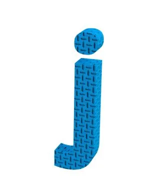 Font Plastic blue treadplate lowercase j render Stock Illustration