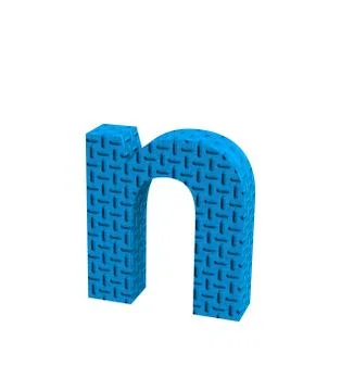 Font Plastic blue treadplate lowercase n render Stock Illustration