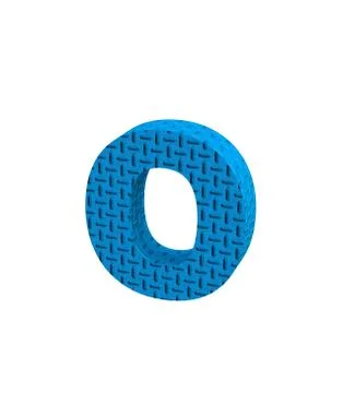Font Plastic blue treadplate lowercase o render Stock Illustration