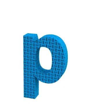 Font Plastic blue treadplate lowercase p render Stock-Illustration