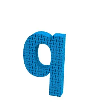 Font Plastic blue treadplate lowercase q render Stock Illustration