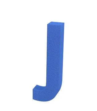 Font Plastic large spark erosion blue capital J render Stock Illustration