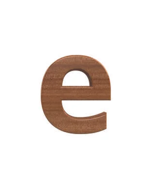 Font Polished mahogany lowercase e render Stock Illustration