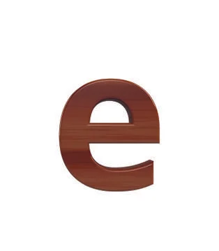 Font polished rosewood lowercase e render Stock Illustration