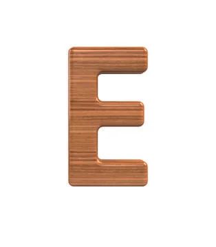 Font Polished walnut capital E render Stock Illustration
