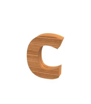 Font polished walnut lowercase c render Stock Illustration