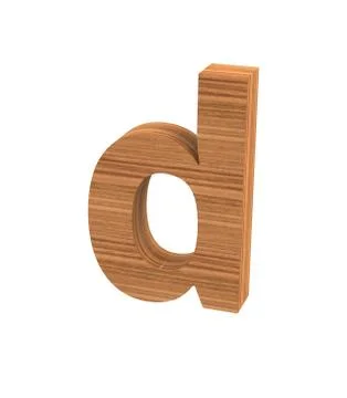 Font polished walnut lowercase d render Stock Illustration