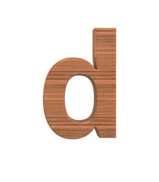 Font Polished walnut lowercase d render Stock Illustration