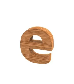 Font polished walnut lowercase e render Stock Illustration