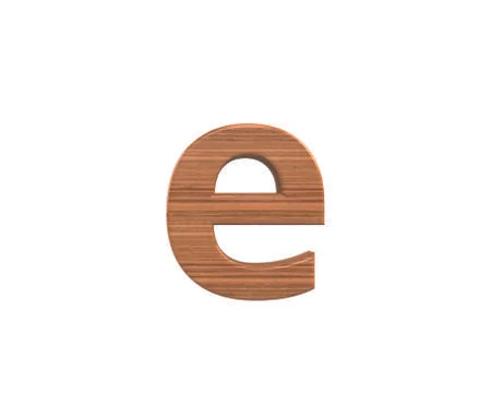 Font Polished walnut lowercase e render Illustrazione stock