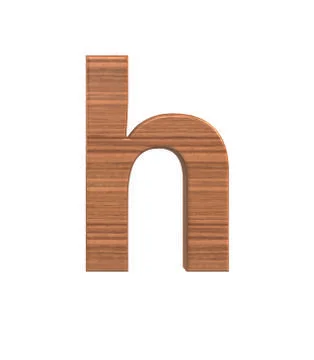 Font Polished walnut lowercase h render Stock Illustration