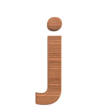 Font Polished walnut lowercase j render Stock Illustration