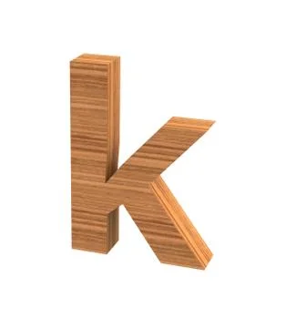 Font polished walnut lowercase k render Stock Illustration