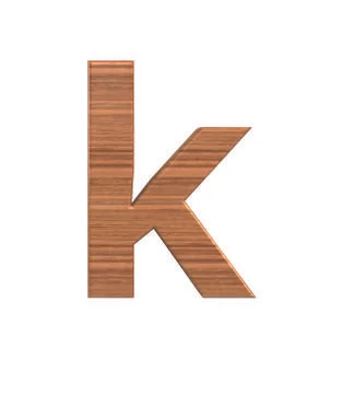 Font Polished walnut lowercase k render Illustrazione stock